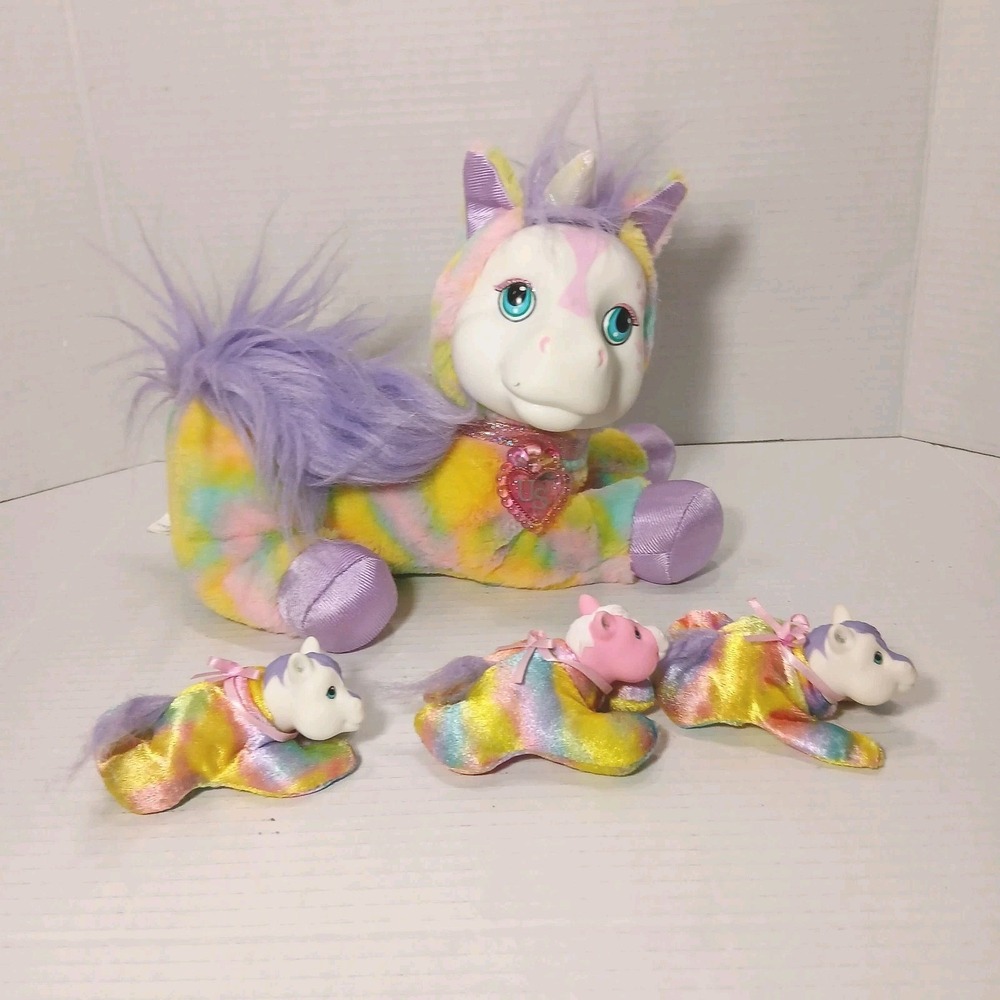 2018 Unicorn Surprise Plush Pastel Tie Dye Mom 3 Babies Pastel Stuffed Doll 10"